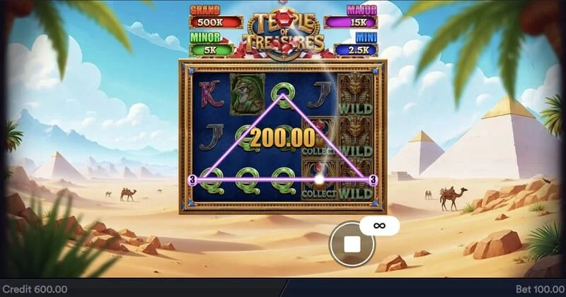 Temple of Treasures – päänäyttö rullilla ja egyptiläisellä teemalla